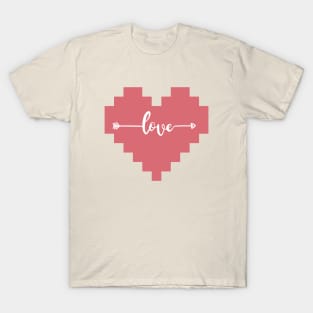 Pixel heart love. Valentines Day T-Shirt